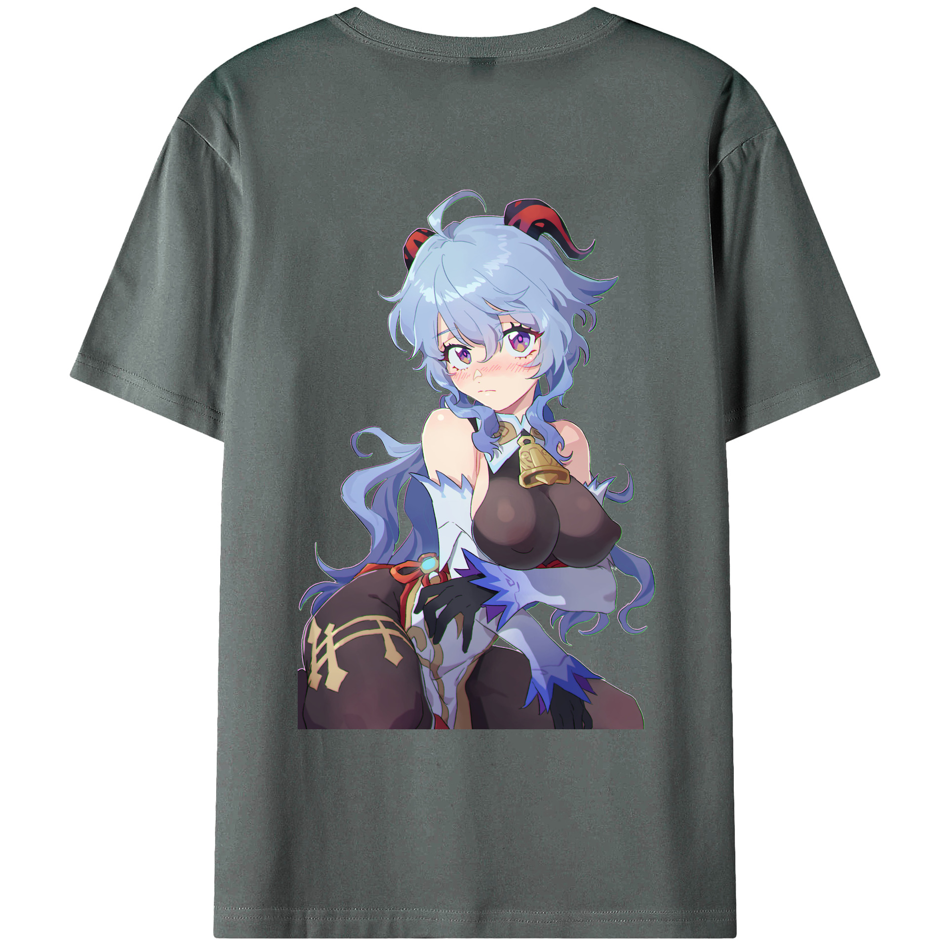 げんし神 甘雨 かんう genshin Ganyu 綿100％ メンズ半袖Tシャツ（バックプリント） 通気性
